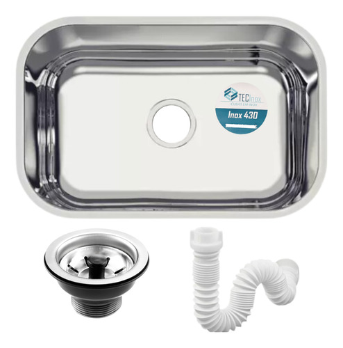 Cuba Inox Pia Cozinha 430 47x30x17 Válvula Sifão - Tec Inox