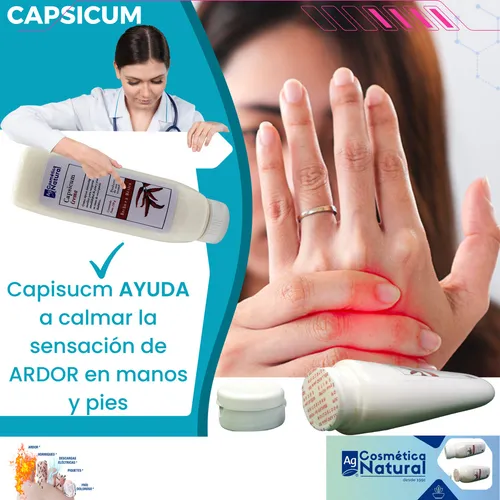 Capsicum Crema Auxiliar Para Neuropatía Diabética 150gr Activo Principal Capsaicina AG Cosmética Natural con ingredientes naturales para brindar un bienestar tota
