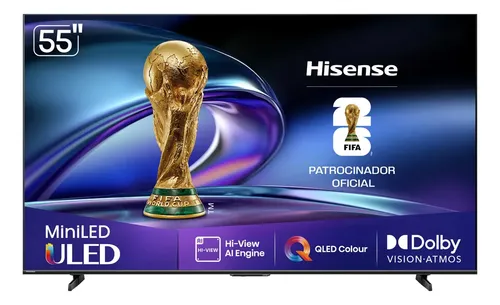Smart TV Hisense 4K 55" Polegadas 55U6N Mini LED Google TV, Proce...