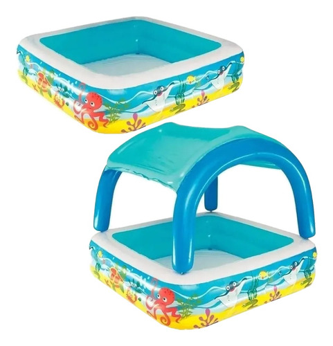Pileta inflable cuadrada Bestway 52192 de 140cm x 140cm x 114cm 265L multicolor