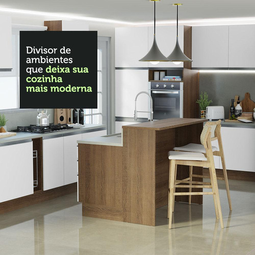 Isla De Cocina Con Encimera Y Mostrador Madesa Glamy 120 Mb Color Marrón/Blanco