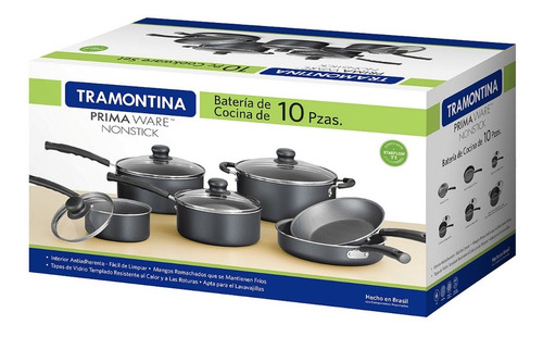 Imagen 3 de 5 de Batería De Cocina 10pz Mod.primaware Nonstick Tramontina®