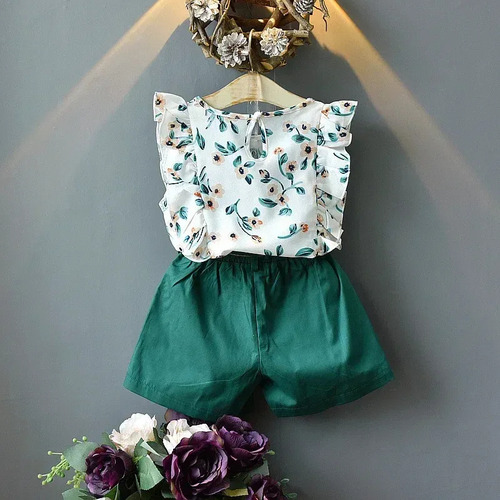 Conjuntos De Ropa Para Niños, Camisa Con Flores Y Pantalones