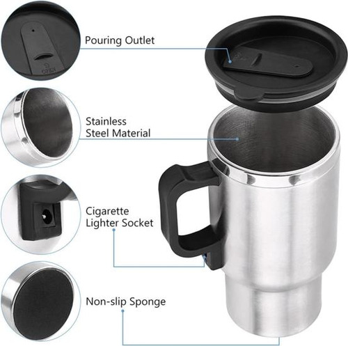 Taza Calefactora Para Automóvil, Taza Termo Calentada De Ace