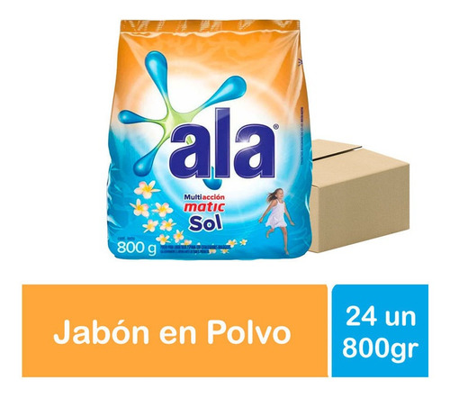 Pack X 24 Un Jabon Polvo Ala Matic Sol Con Vivere 800 Gr