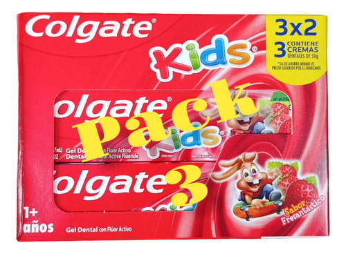 Pack X 3 Pasta De Diente Colgate Kids 50 G Para Niño + 1 Año