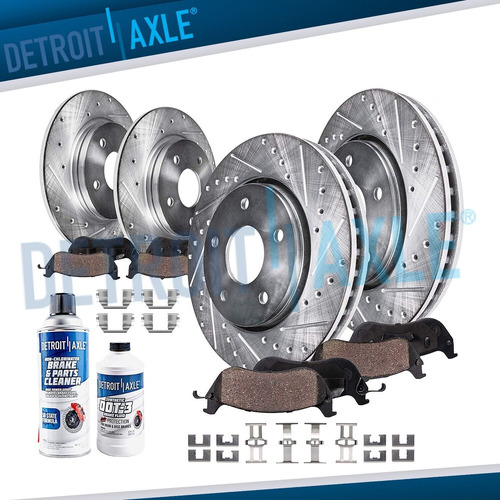 Front And Rear Drilled Slotted Rotors Ceramic Brake Pads Ddh