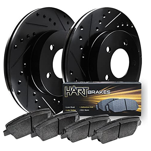 Front Negro Hart Drill Ranura Freno Disco Rotor Heavy Duty