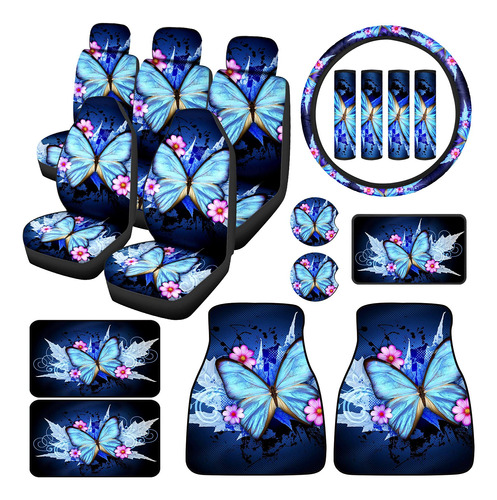 19 Pcs Butterfly Car Seat Covers Full Set For Women Butterfl
