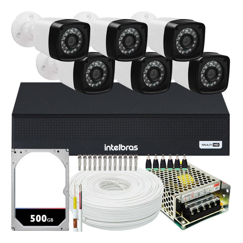 Kit Cftv 6 Câmeras Segurança Full Hd 1080p 2mp Dvr Intelbras