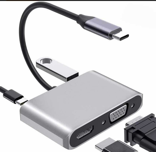 Hub Adaptador 4 En 1 Hdmi 4k Vga Usb C, Usb 3.0 Macbook