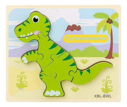 Quebra-cabeças De Dinossauros De Madeira Para 1 2 Crianças