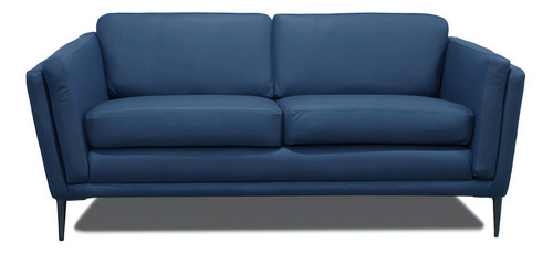 Love Seat De Piel Genuina Viggo - Confortopiel Color Azul