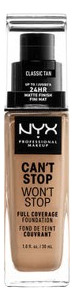 Base de maquillaje líquida NYX Professional Makeup Can't Stop Won't Stop Full Coverage Foundation Base Nyx Professional Makeup Can't Stop Won't Stop tono neural tan - 30mL 30g