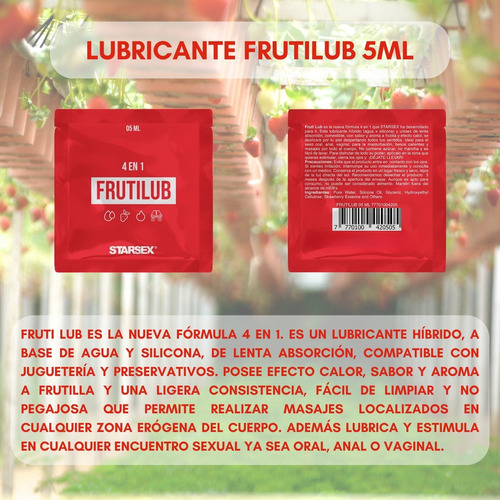 Lubricante Intimo Frutilub Sabor Frutilla Sachet 5ml Unidad