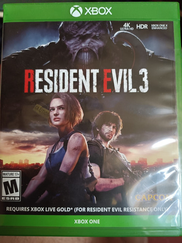 Juego   Resident Evil 3 Nemesis Remake X Box One  .