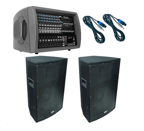 Combo Sonido Mixer Potenciada 8 Canales + Caja 2x15 Liqm#