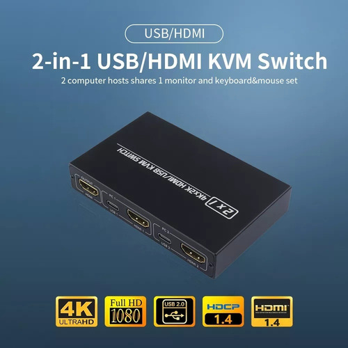 Conmutador Usb Kvm Y Hdmi H Hub Compatible Con 4k