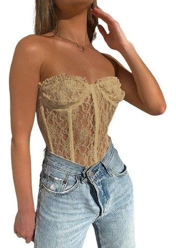 Bustier Sexy A La Moda Top Corset Elegante Encaje V-174