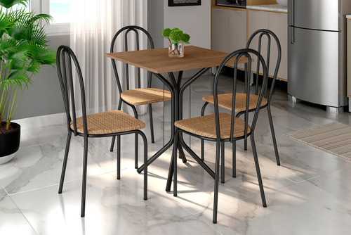 Conjunto De Mesa 4 Cadeiras Artefamol Thais Pés Preto