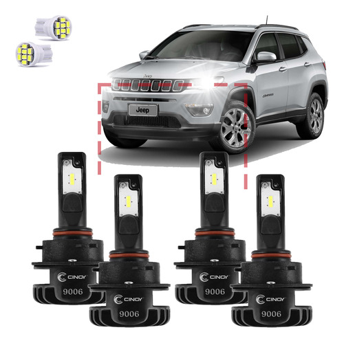 Kit Ultra Led Plus Jeep Compass 2017/2021 6000lm Cinoy