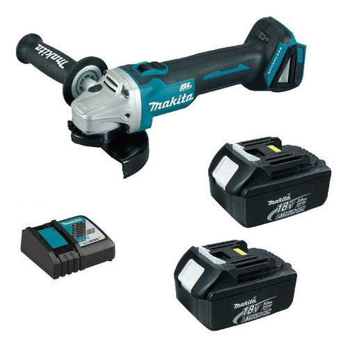 Esmeril Angular Inalámbrico 41/2 Makita Dga454rfe 2 Bat Carg