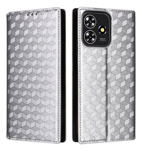 Funda Para Zte Axon 50 Lite Pu Cuero Cierre Magnético 3d