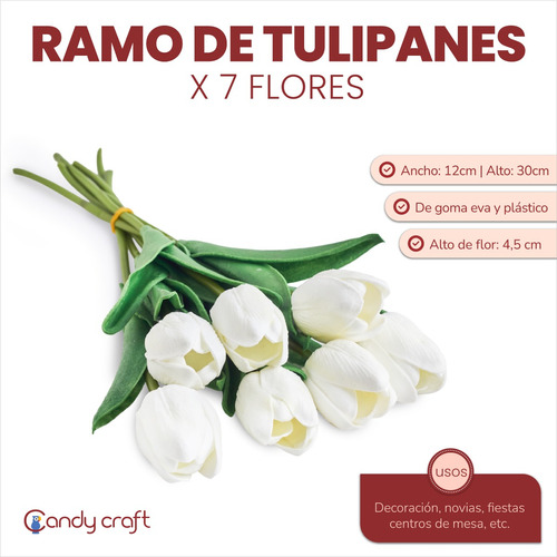 Ramo De Tulipanes X 7 Flores Artificiales Deco