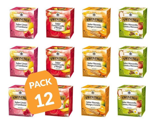 Imagen 1 de 6 de Té Twinings Surtido Infusiones Frutas (pack 12)/quetequieres