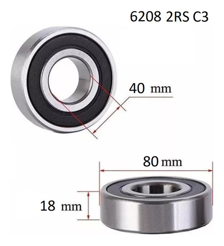 Rodamiento 6208 2rs C3 Jtekt 40x80x18 Milimetros Japones