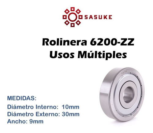 Rolinera Rodamiento 6200 Zz Sello Metal