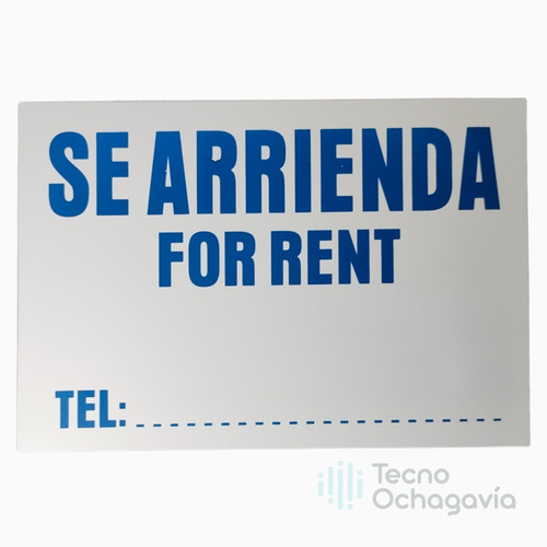Señal Se Arrienda / For Rent - Letrero De Aviso