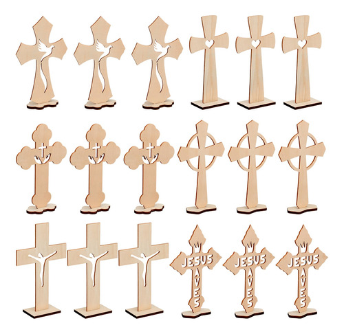 Yuntau 24 Cruces De Madera Para Manualidades, Centros De Mes