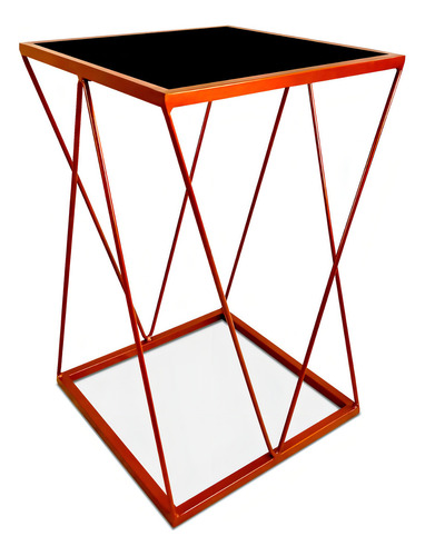 Mesa De Canto Cabeceira Alta Quadrada Pra Sala Quarto Wire Cor Cobre preto