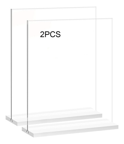 2 Pack Porta Acrílica Menú Tamaño Carta 21 X 15 X 4.5 Cm Transparente