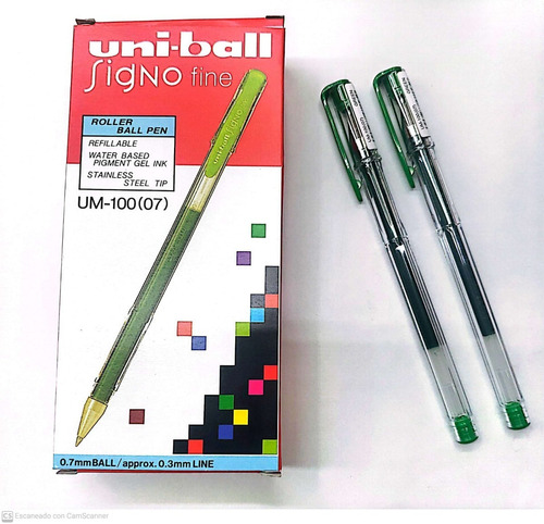 Roller Uniball Signo Fine 0.7 Mm Verde X 12 Unidades