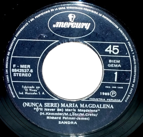 Single 45 Sandra - Maria Magadalena + Party Games 1985