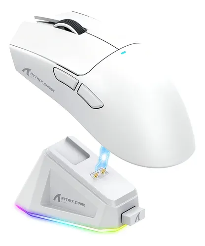 Mouse Para Jogos Attack Shark X11 Paw3311 Rgb Charger Cor Branco