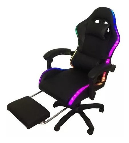 Imagen 4 de 6 de Silla Reclinable Giratoria Ergonómica Rgb Descansapies Gamer