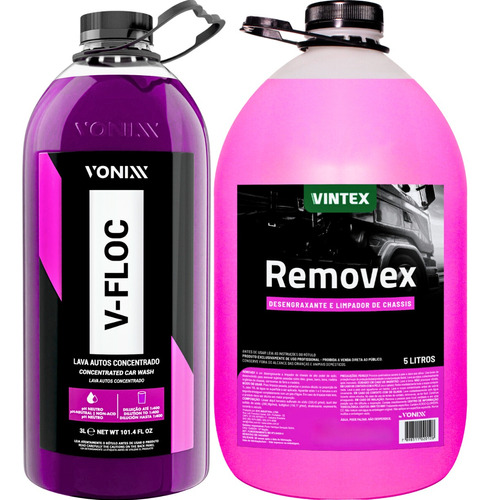 Shampoo Automotivo V-floc 3l + Limpa Motor Removex Vonixx