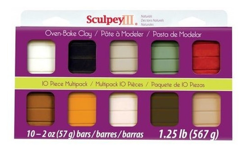 Arcilla Polimero Sculpey; Pack De 10, Colores Natural