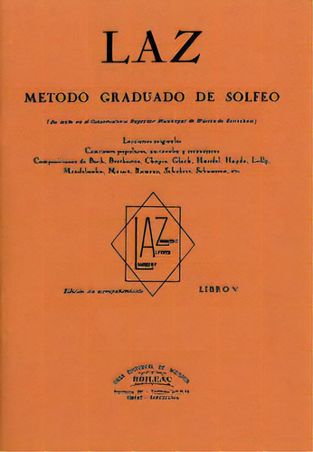 Laz - Libro V, De Lambert, Juan B.. Editorial Editorial De Música Boileau, S.l. En Español, 2009