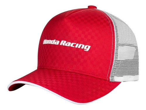 Boné Trucker Moto Honda - Silk Emborrachado - Vermelho - Coleção Racing