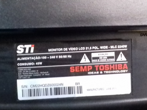 Monitor Pc Lcd 21.5 Sti Com Defeito Na Tela