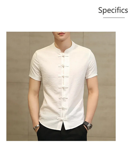 Camisa Casual De Lino Para Hombre, Corte Ajustado, Color Lis