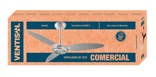 Ventilador de teto Ventisol Comercial branco com 3 pás de plástico, 96 cm de diâmetro 127 V