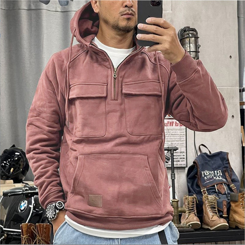 Suéter De Felpa Pequeño De Color Liso Con Capucha, Estilo Retro Americano