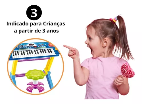 Teclado Músical Infantil C/ Banqueta Importway BW151RS Rosa - Rosa