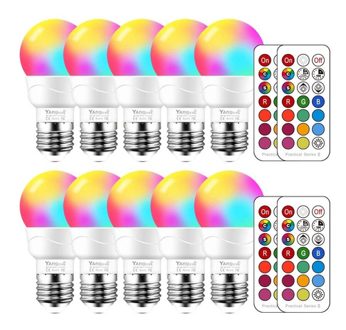 Pack 10 Bombillos De Colores Con Control Remoto Rgb