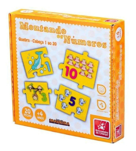 Imagem 1 de 2 de Quebra-cabeça Brincadeira De Criança Montando Números 1-20 